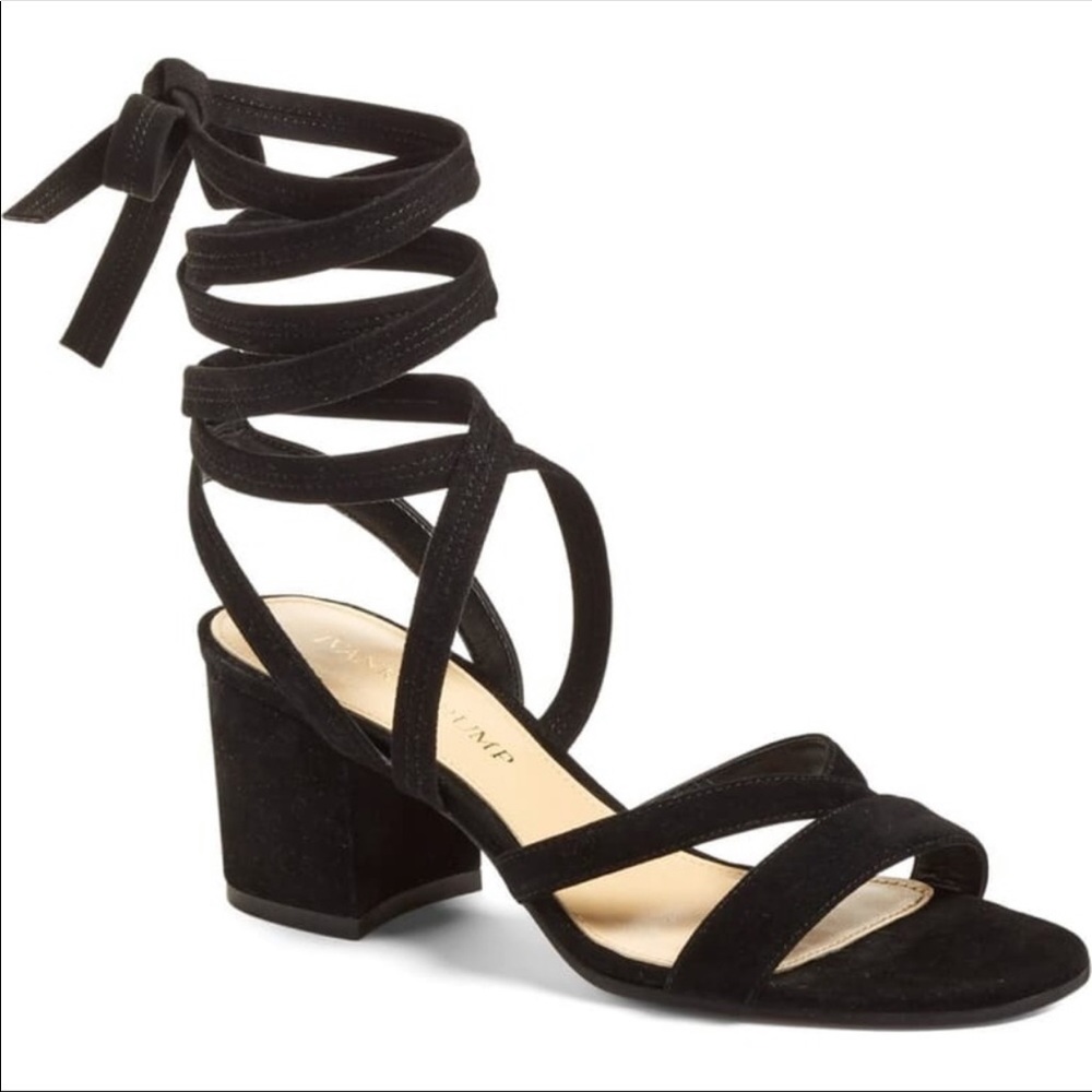 IVANKA TRUMP black suede lace up sandals